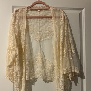 Xhilaration Sheer Lace Boho Kimono / Cardigan